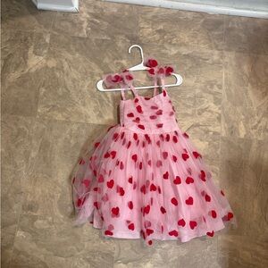 Pink Dress with Red Heart Accents